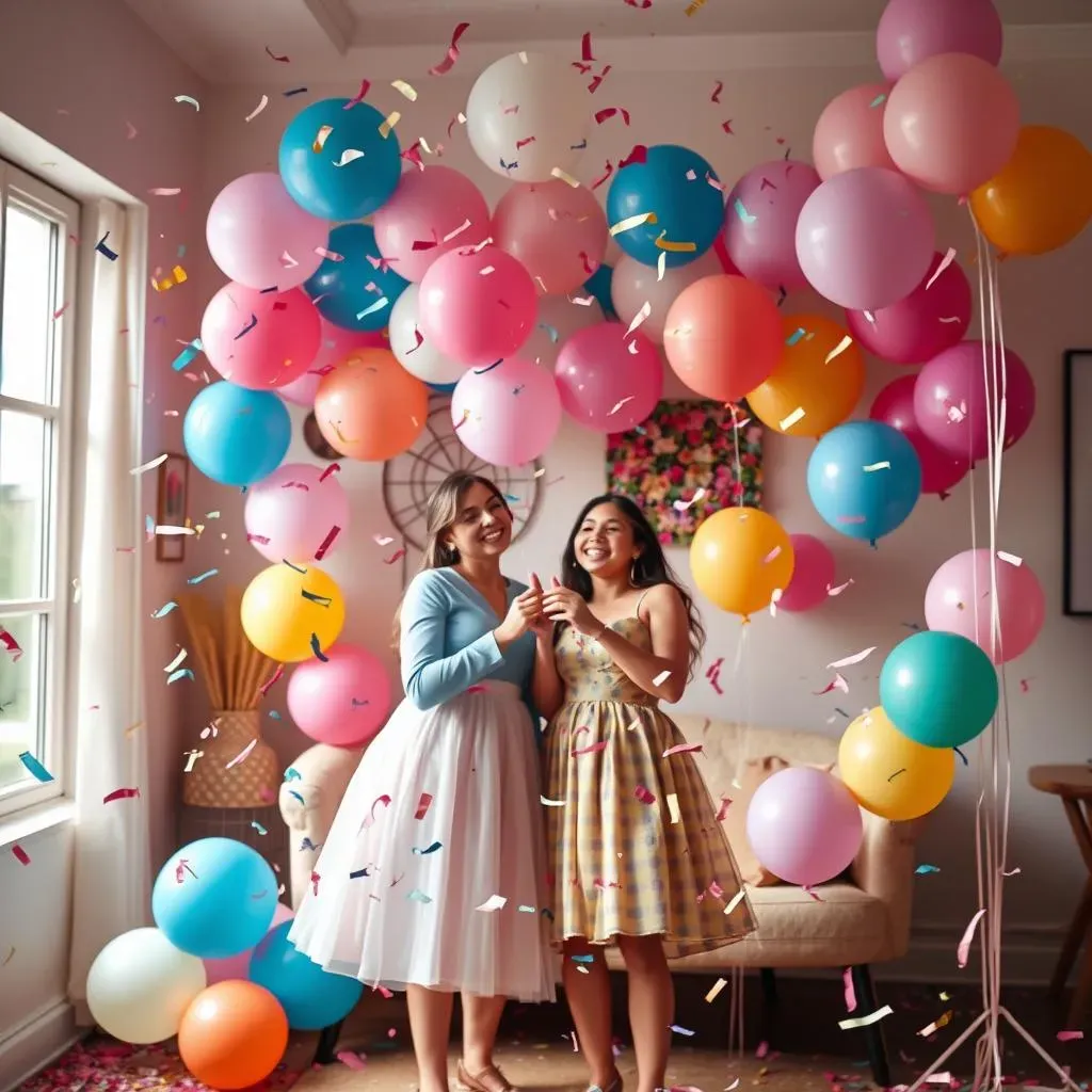 Creative Confetti & Balloon Indoor Gender Reveal Ideas