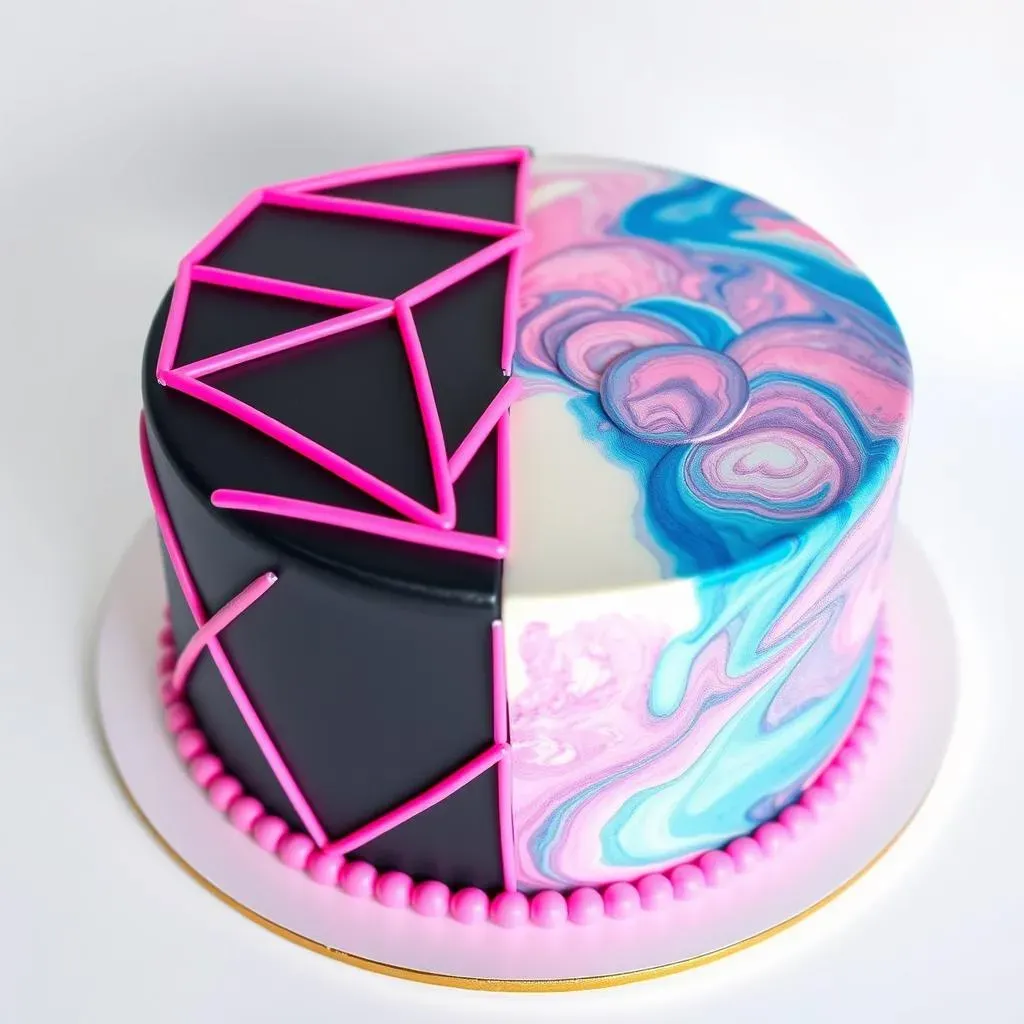 Geometric & Abstract Gender Reveal Cakes: Bold & Stylish