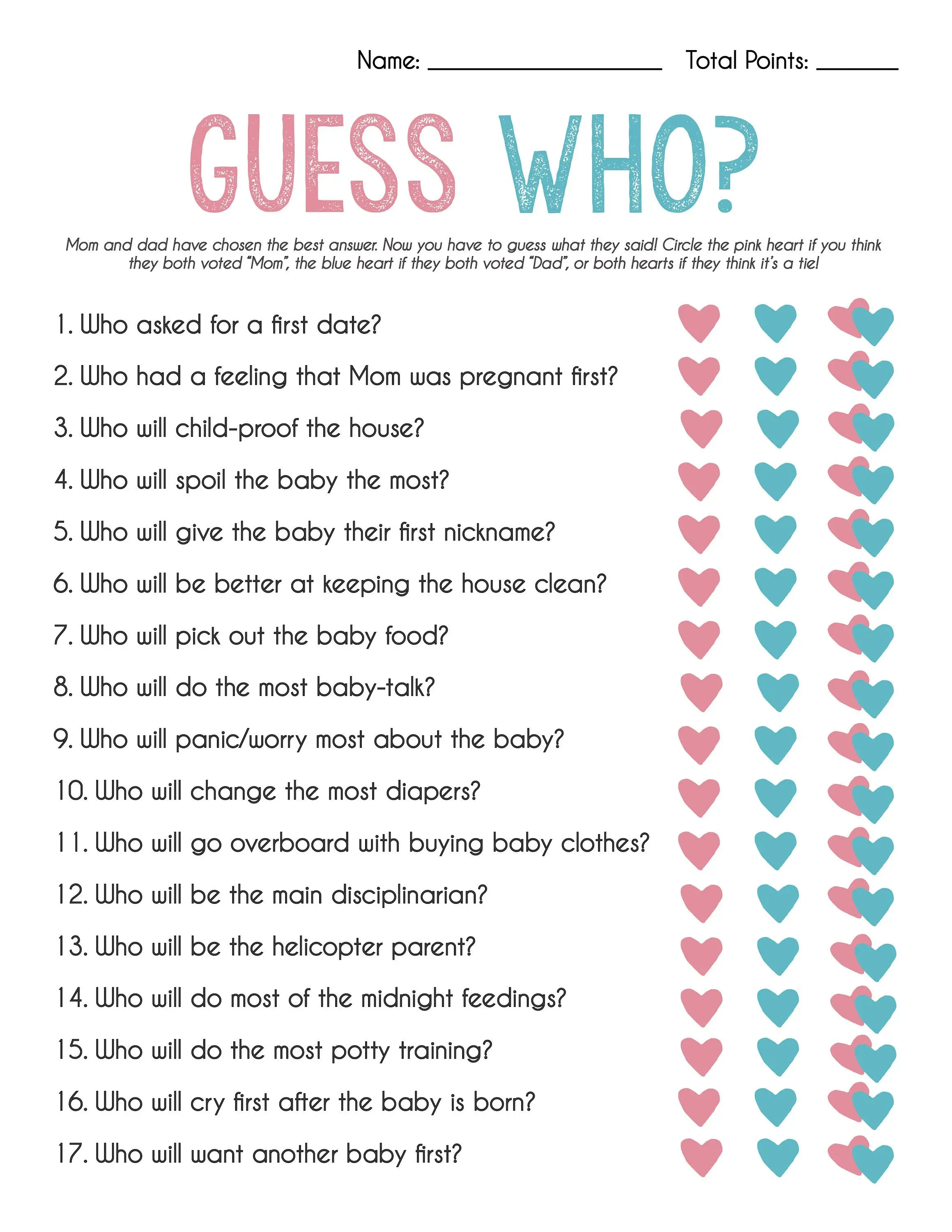 Amazing questions for gender reveal games: Fun Ideas