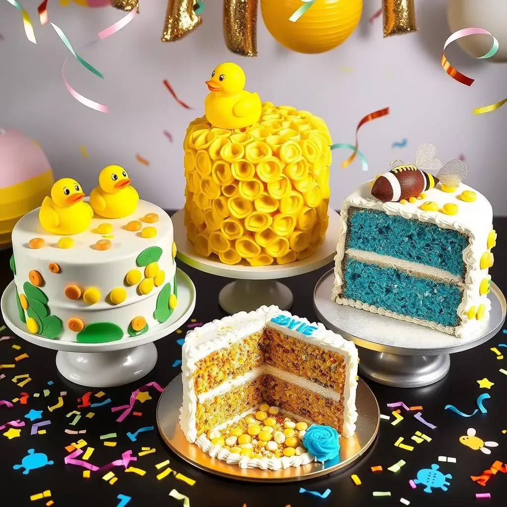 Themed Gender Reveal Cakes: Ducks, Bees, and Football, Oh My!